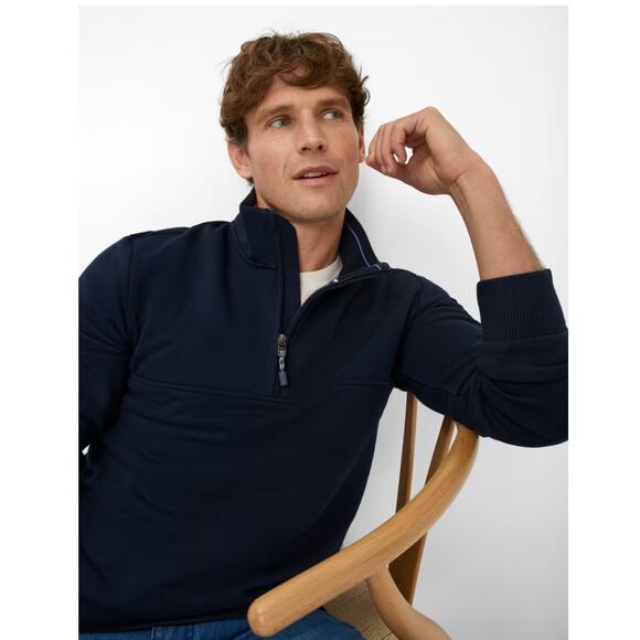 BRAX Style Sion French Terry Cotton Blend Half Zip Sweatshirt Navy Pullover - Picture 5 of 16